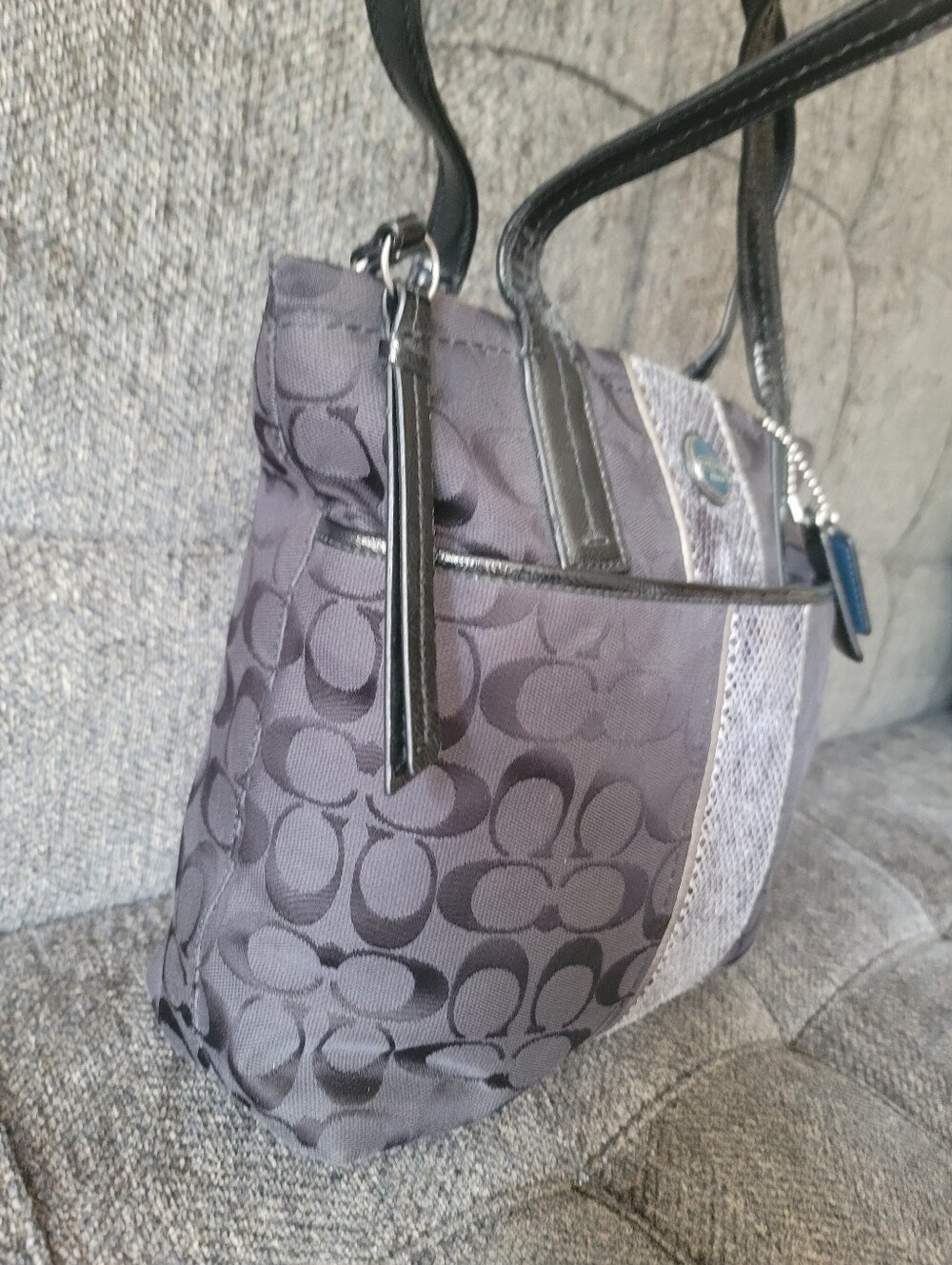 Coach Signature Python Stripe Tote - Picture 14 of 15